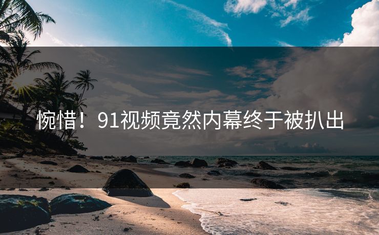 惋惜！91视频竟然内幕终于被扒出