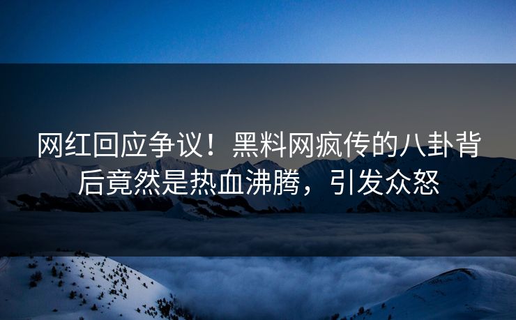 网红回应争议！黑料网疯传的八卦背后竟然是热血沸腾，引发众怒